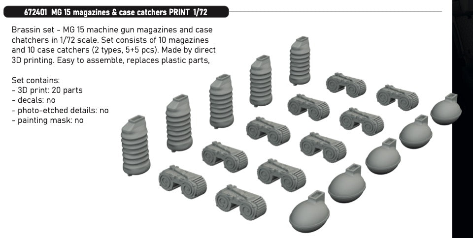 Eduard Brassin 672401 1:72 MG 15 magazines & case catchers 3D-Printed