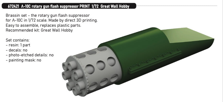 Eduard Brassin 672421 1:72 A-10C Rotary Gun Flash Suppressor PRINT