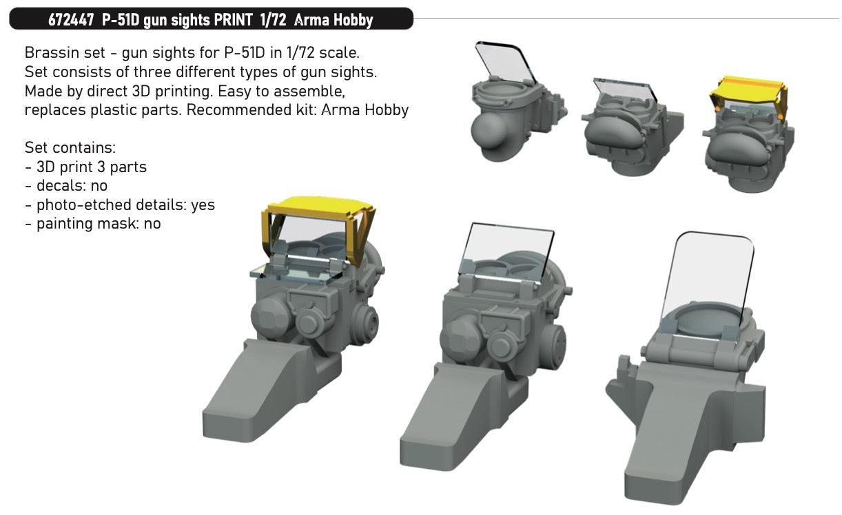 Eduard Brassin 672447 1:72 North-American P-51D Mustang gun sights