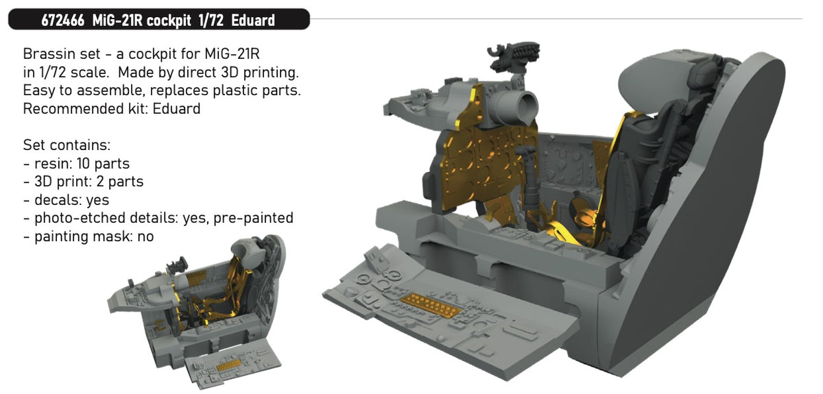 Eduard Brassin 672466 1:72 Mikoyan MiG-21R cockpit