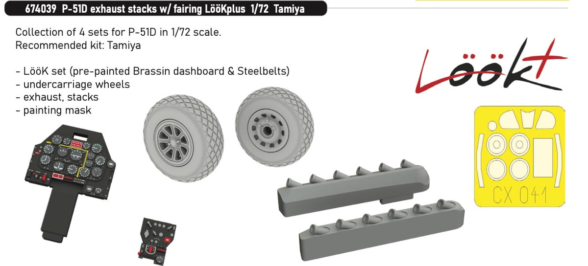 Eduard Brassin 674039 1:72 North-America P-51D Exhaust Stacks with Fairing LooKplus Series