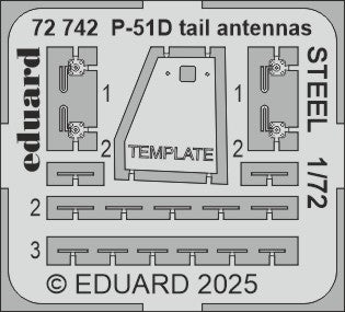 Eduard 72742 1:72 North-American P-51D Mustang tail antennas STEEL