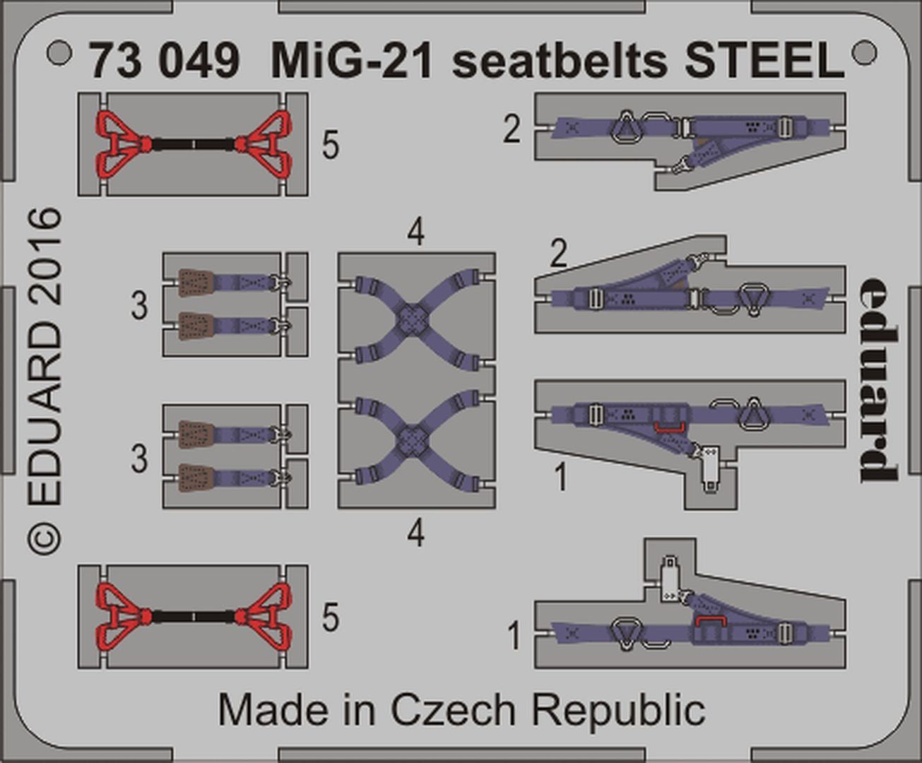 Eduard 73049 1:72 Mikoyan MiG-21 seatbelts STEEL