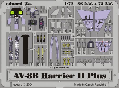Eduard 73236 1:72 McDonnell-Douglas AV-8B Harrier II Plus PRE-PAINTED IN COLOUR!