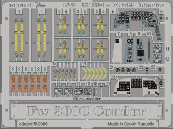 Eduard 73284 1:72 Focke-Wulf Fw-200C-5 /C-8 Condor Interior PRE-PAINTED IN COLOUR!