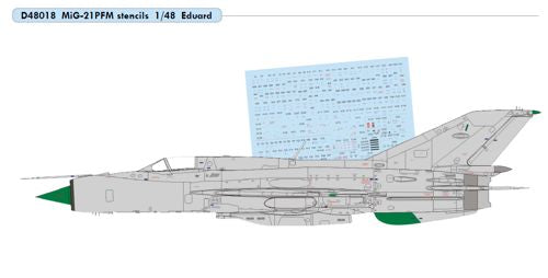 Eduard D48018 1:48 Mikoyan MiG-21PFM stencil decals