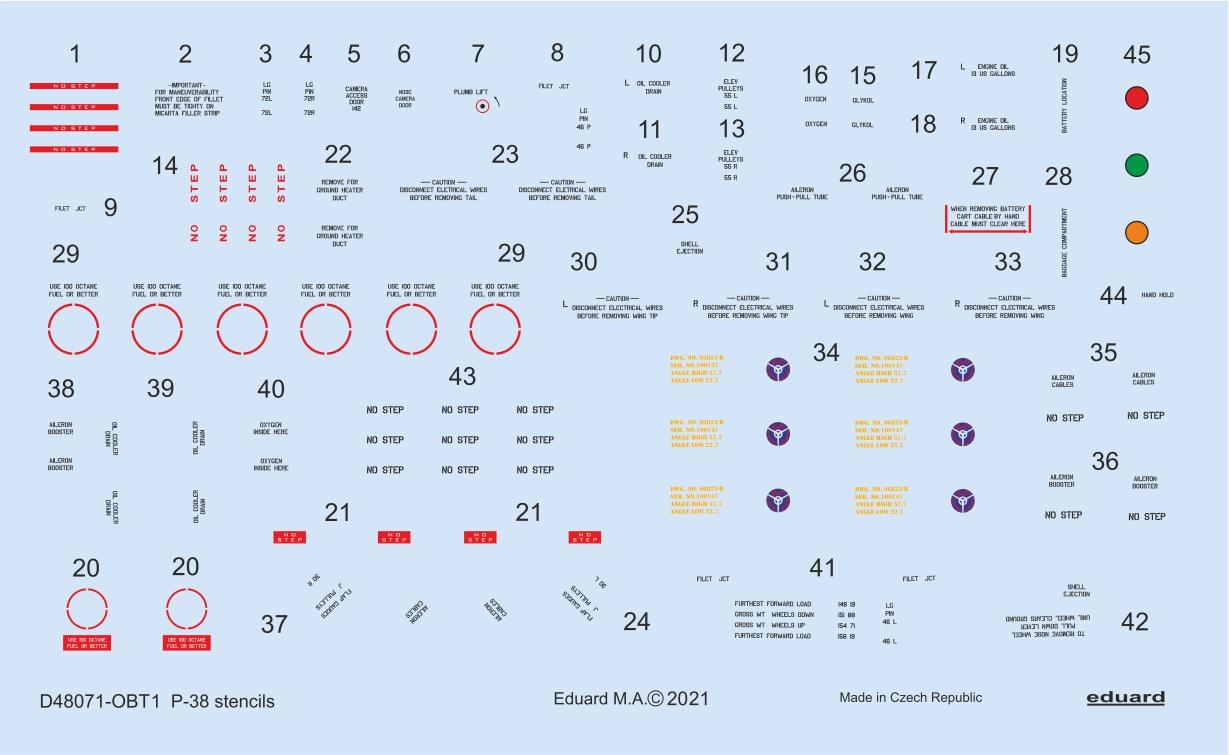 Eduard D48071 1:48 Lockheed P-38 stencils