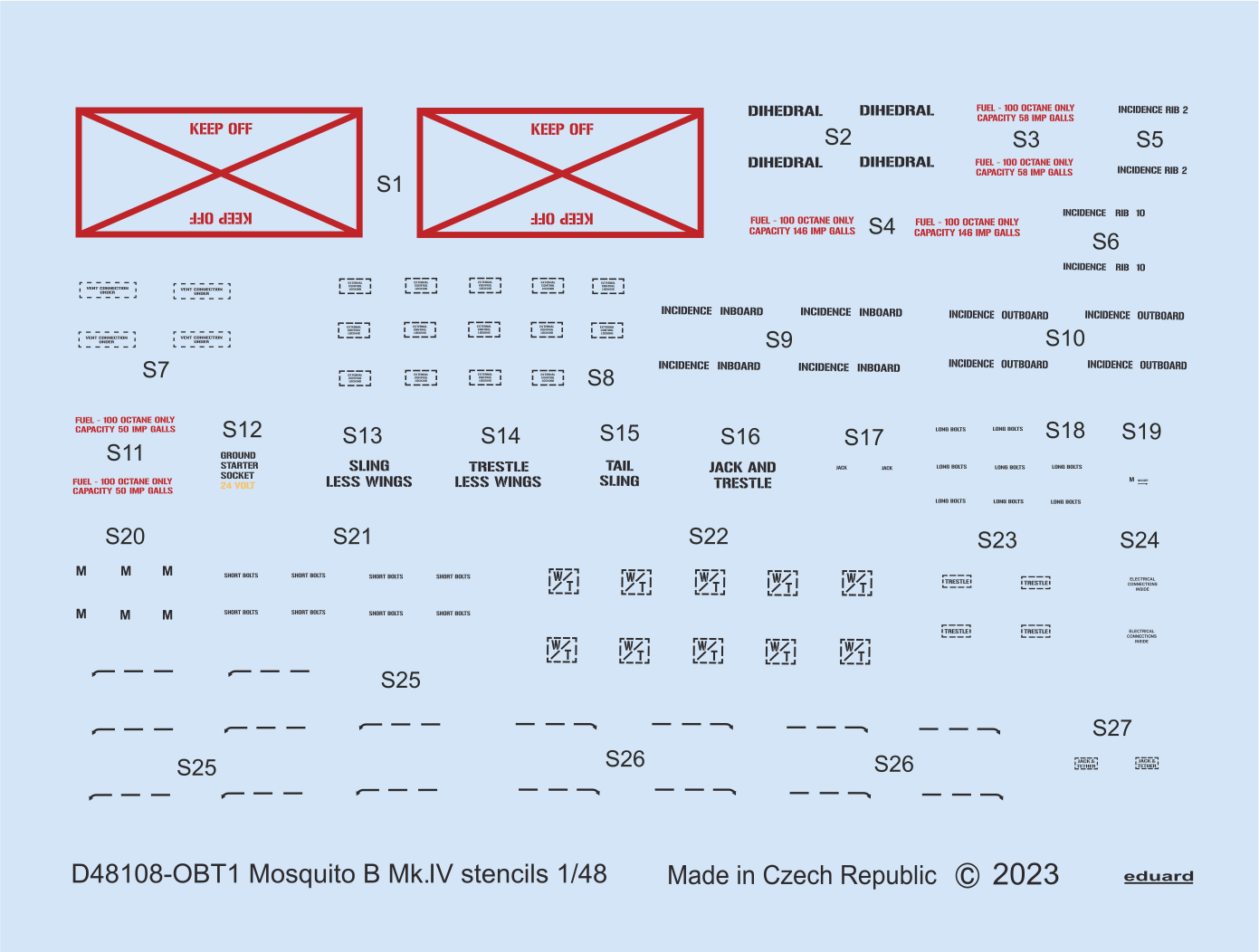 Eduard D48108 1:48 de Havilland Mosquito B Mk.IV stencils