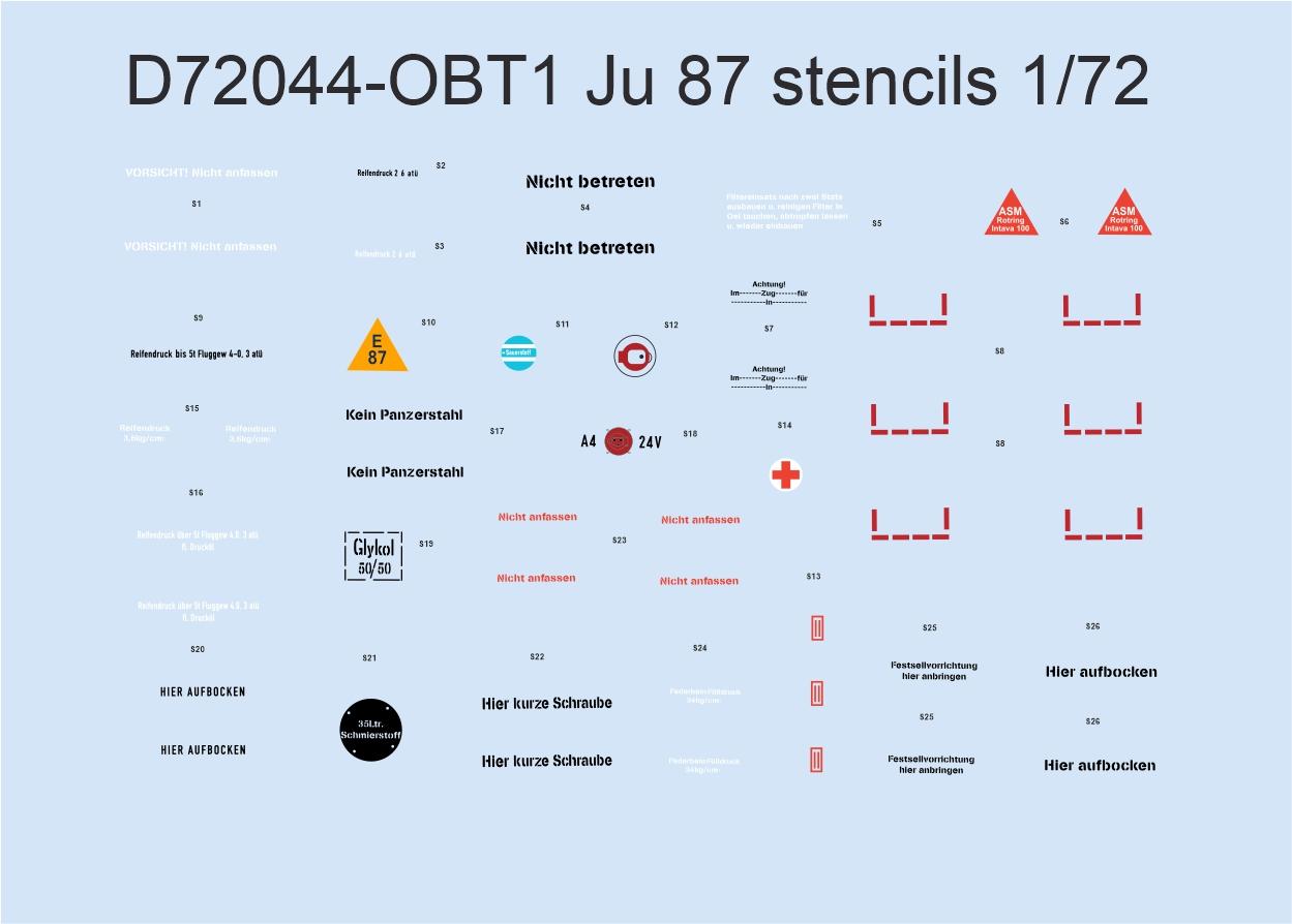 Eduard D72044 1:72 Junkers Ju-87 'Stuka' stencils