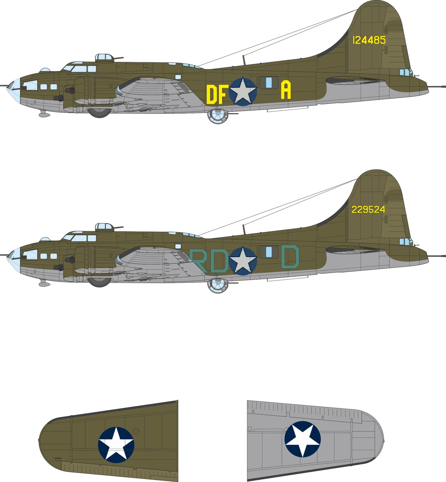 Eduard EX1170 1:48 Boeing B-17F Flying Fortress US national insignia & code letters