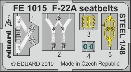 Eduard FE1015 1:48 F-22A seatbelts STEEL to be used with Hasegawa