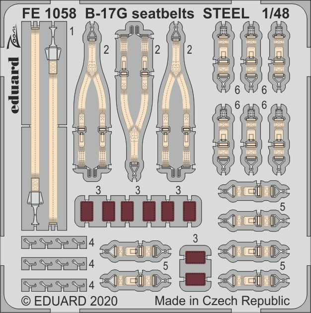 Eduard FE1058 1:48 B-17G Flying Fortress seatbelts STEEL
