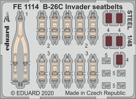 Eduard FE1114 1:48 Douglas B-26C Invader seatbelts STEEL