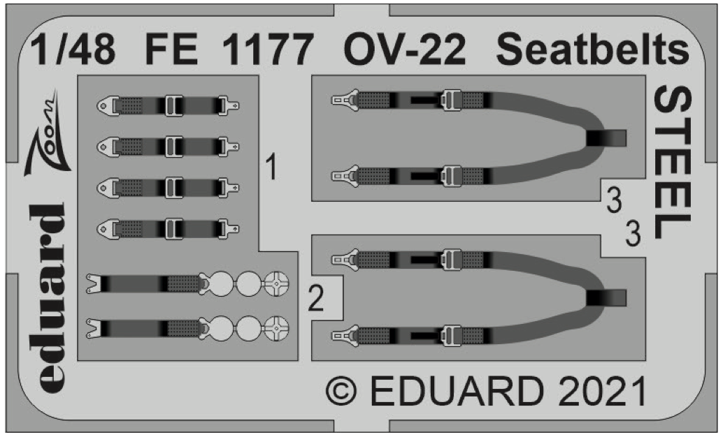 Eduard FE1177 1:48 Bell-Boeing MV-22 seatbelts STEEL