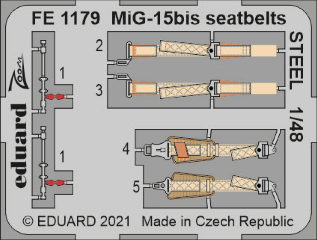 Eduard FE1179 1:48 Mikoyan MiG-15bis seatbelts STEEL