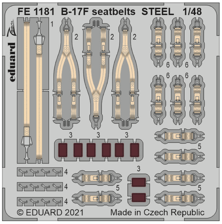 Eduard FE1181 1:48 B-17F Flying Fortress seatbelts STEEL