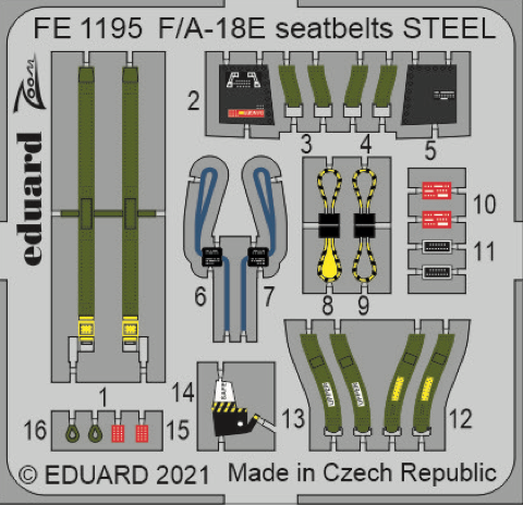 Eduard FE1195 1:48 Boeing F/A-18E Super Hornet seatbelts STEEL