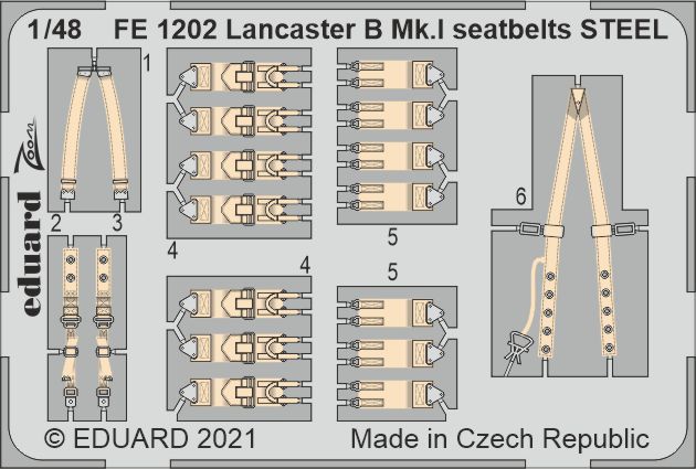 Eduard FE1202 1:48 Avro Lancaster B.I seatbelts STEEL