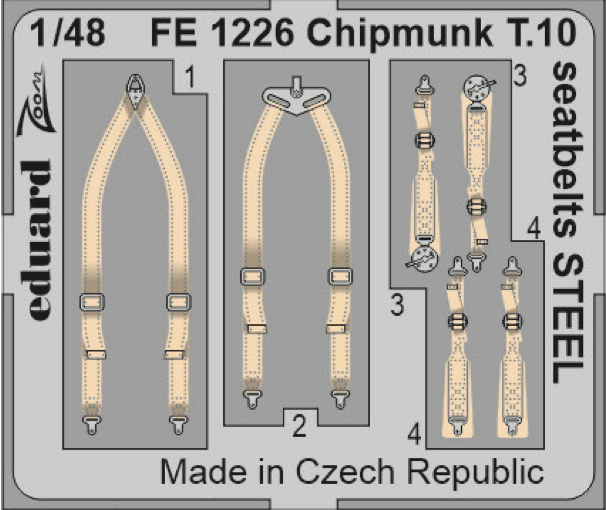 Eduard FE1226 1:48 de Havilland Chipmunk T.10 seatbelts STEEL