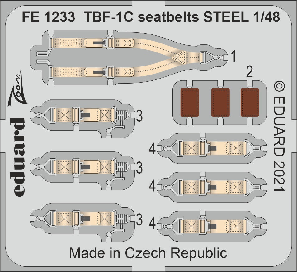 Eduard FE1233 1:48 TBF-1C Avenger seatbelts STEEL