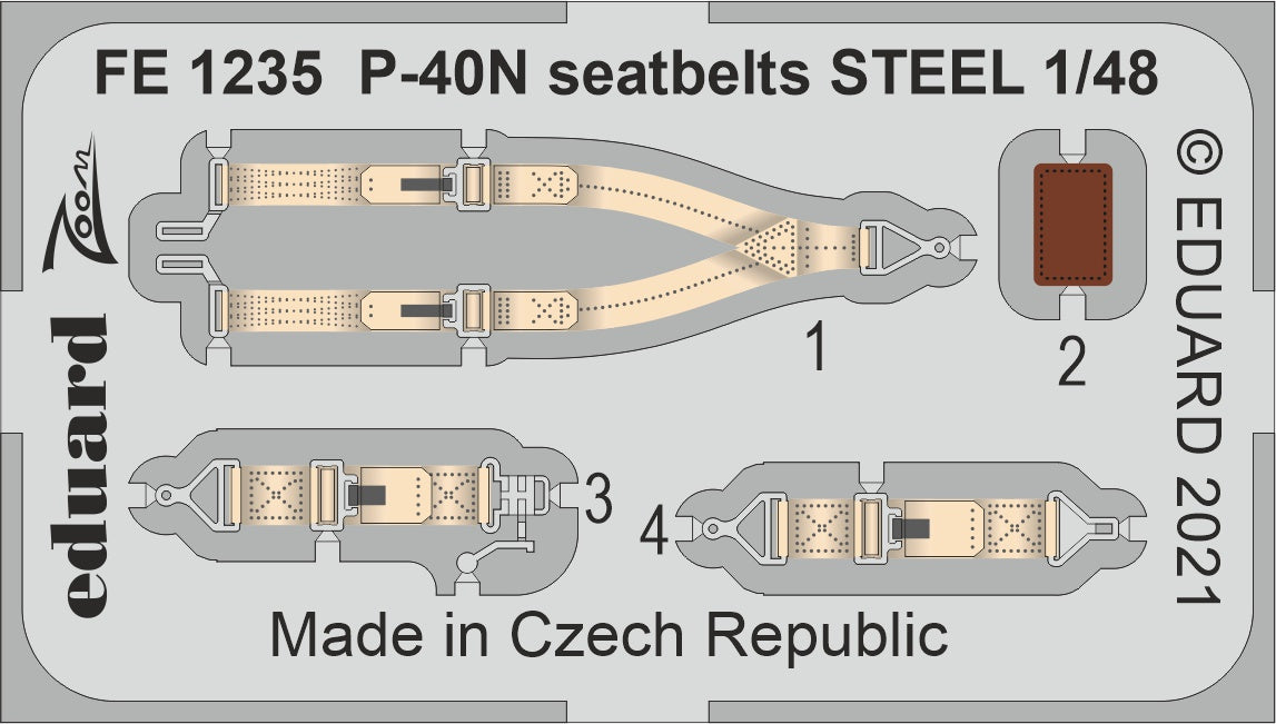 Eduard FE1235 1:48 P-40N Warhawk seatbelts STEEL to be used with Academy