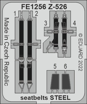 Eduard FE1256 1:48 Zlin Z-526 seatbelts STEEL