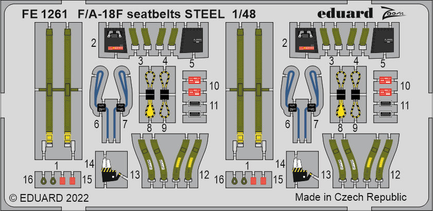 Eduard FE1261 1:48 Boeing F/A-18F Hornet seatbelts STEEL