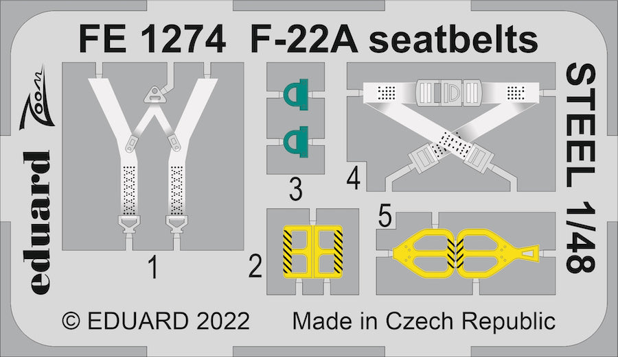 Eduard FE1274 1:48 Lockheed-Martin F-22A seatbelts STEEL