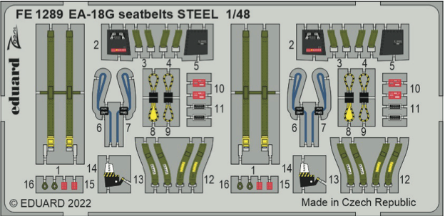 Eduard FE1289 1:48 Boeing EA-18G Growler seatbelts STEEL