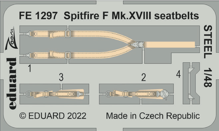 Eduard FE1297 1:48 Supermarine Spitfire F Mk.XVIII seatbelts STEEL