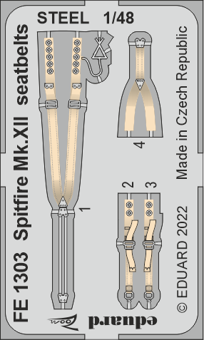 Eduard FE1303 1:48 Supermarine Spitfire Mk.XII seatbelts STEEL