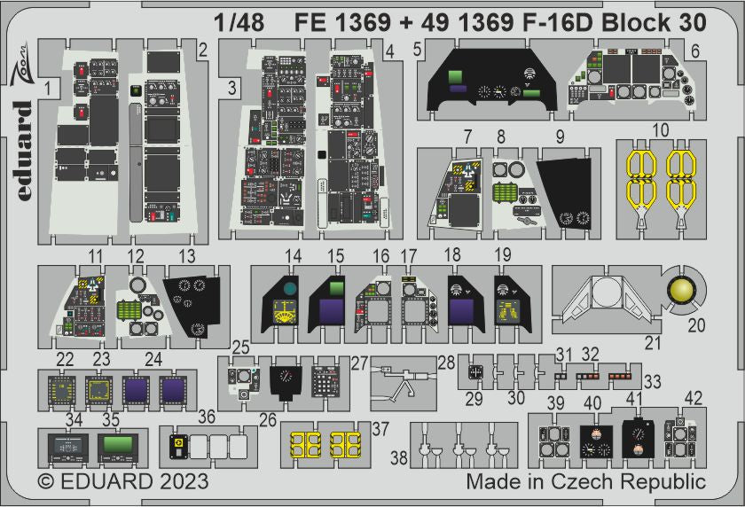 Eduard FE1369 1:48 F-16D Block 30 to be used with Kinetic