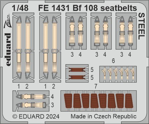 Eduard FE1431 1:48 Messerschmitt Bf-108B seatbelts STEEL