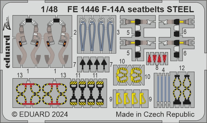 Eduard FE1446 1:48 Grumman F-14A Tomcat seatbelts STEEL