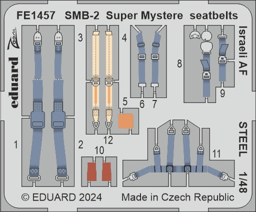 Eduard FE1457 1:48 Dassault SMB-2 Super Mystere seatbelts Israeli AF STEEL