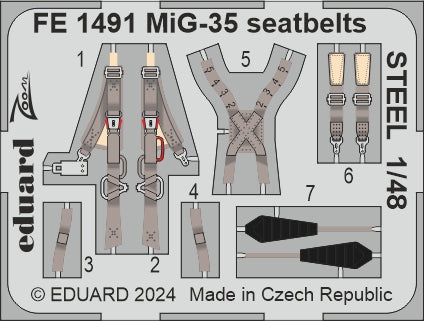 Eduard FE1491 1:48 Mikoyan MiG-35 seatbelts STEEL