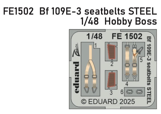 Eduard FE1502 1:48 Messerschmitt Bf-109E-3 seatbelts STEEL