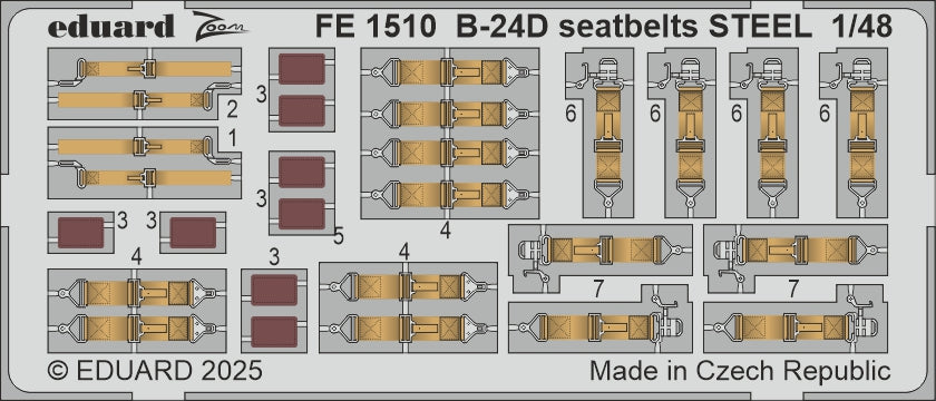 Eduard FE1510 1:48 Consolidated B-24D Liberator seatbelts STEEL