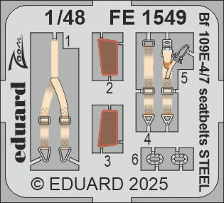 Eduard FE1549 1:48 Messerschmitt Bf-109E-4/7 Seatbelts STEEL