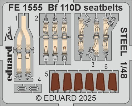 Eduard FE1555 1:48 Messerschmitt Bf-110D Seatbelts STEEL