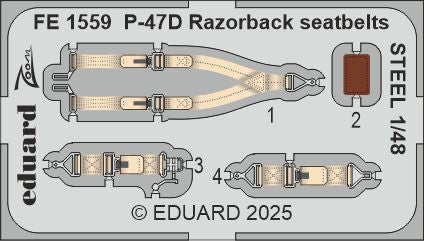 Eduard FE1559 1:48 Republic P-47D Thunderbolt Razorback seatbelts STEEL