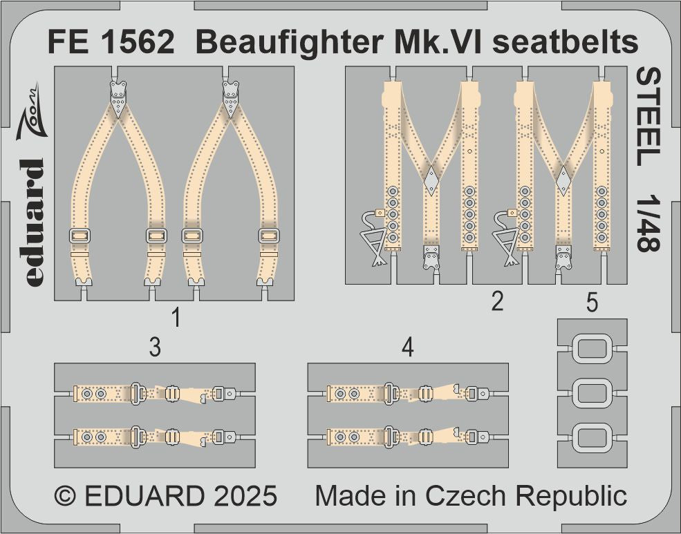 Eduard FE1562 1:48 Bristol Beaufighter Mk.VI seatbelts STEEL