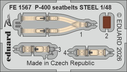 Eduard FE1567 1:48 Bell P-400 seatbelts STEEL