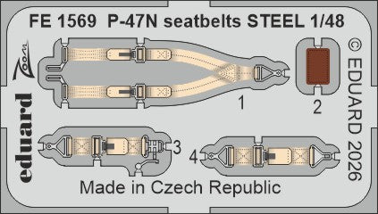 Eduard FE1569 1:48 Republic P-47N Thunderbolt seatbelts STEEL