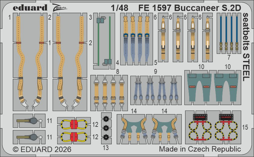 Eduard FE1597 1:48 Blackburn Buccaneer S.2D Seatbelts STEEL