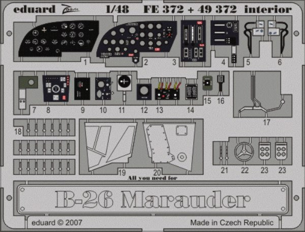 Eduard FE372 1:48 B-26 Marauder interior to be used with Monogram Revell