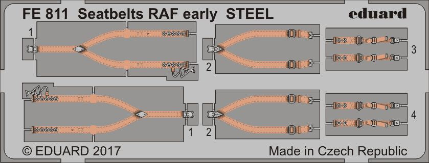 Eduard FE811 1:48 Seatbelts RAF early STEEL kits