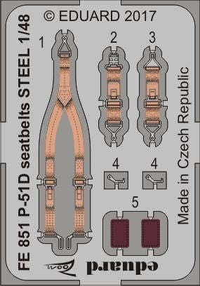 Eduard FE851 1:48 North-American P-51D Mustang Seatbelts STEEL