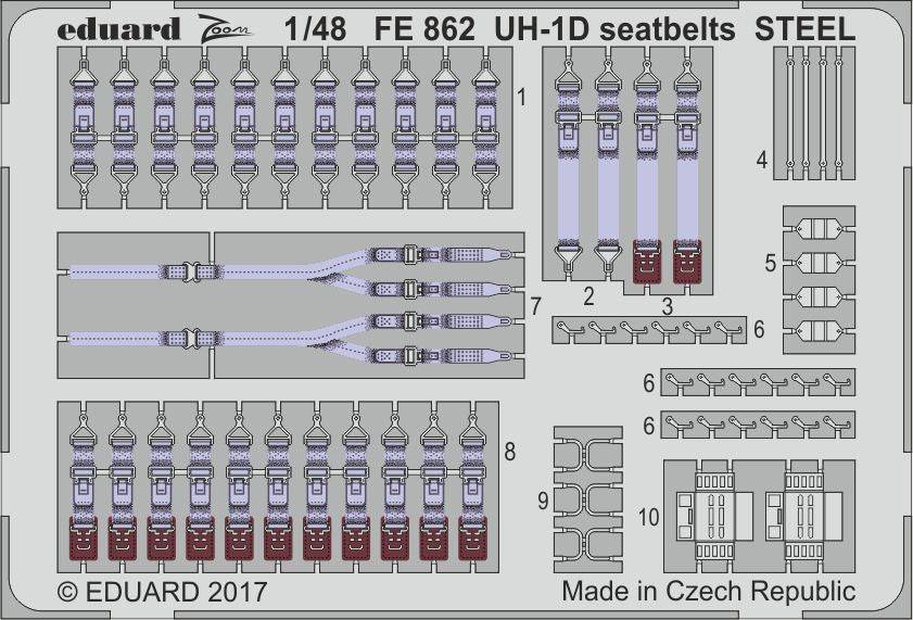 Eduard FE862 1:48 Bell UH-1D seatbelts STEEL