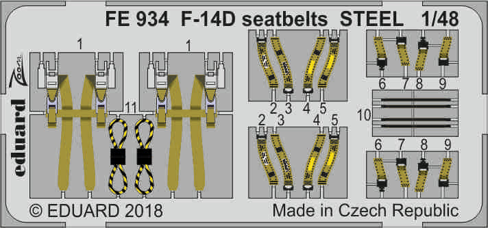 Eduard FE934 1:48 Grumman F-14D Tomcat seatbelts STEEL